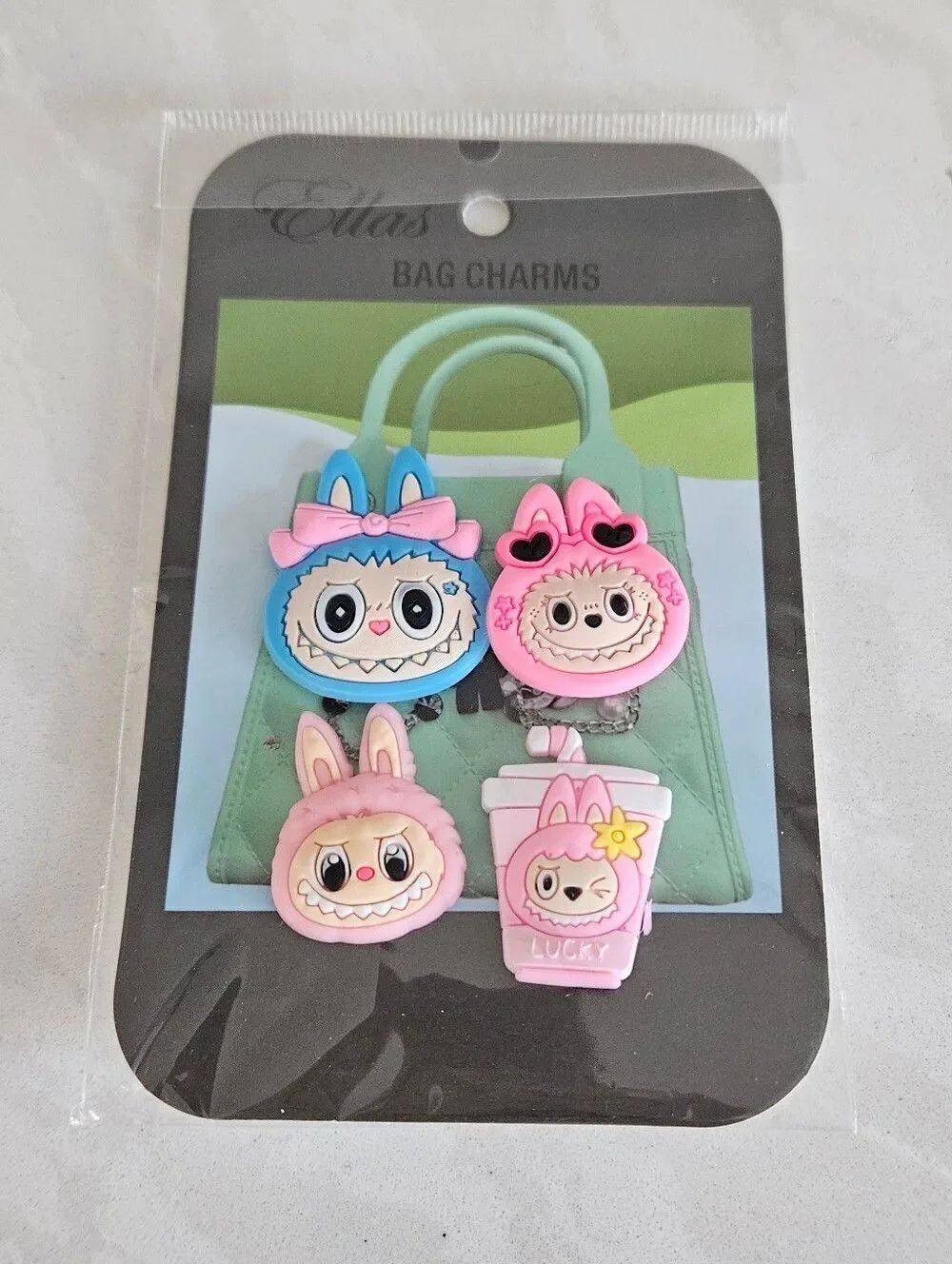 Cute Pastel Monster Character Charms Set Of 4